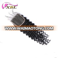 XBL hair unprocessed 100% brazilian virgin human hair deep curly lace closure